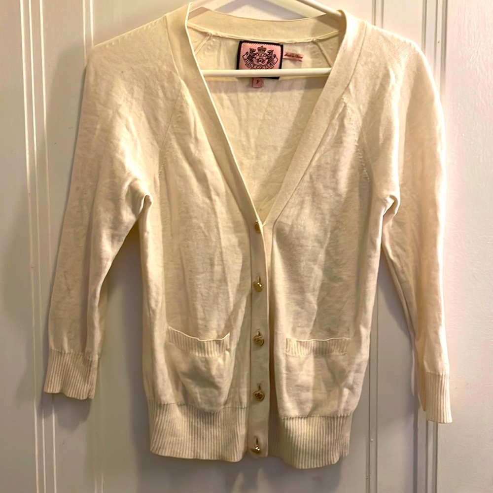 Juicy couture cream cardigan with gold buttons size P